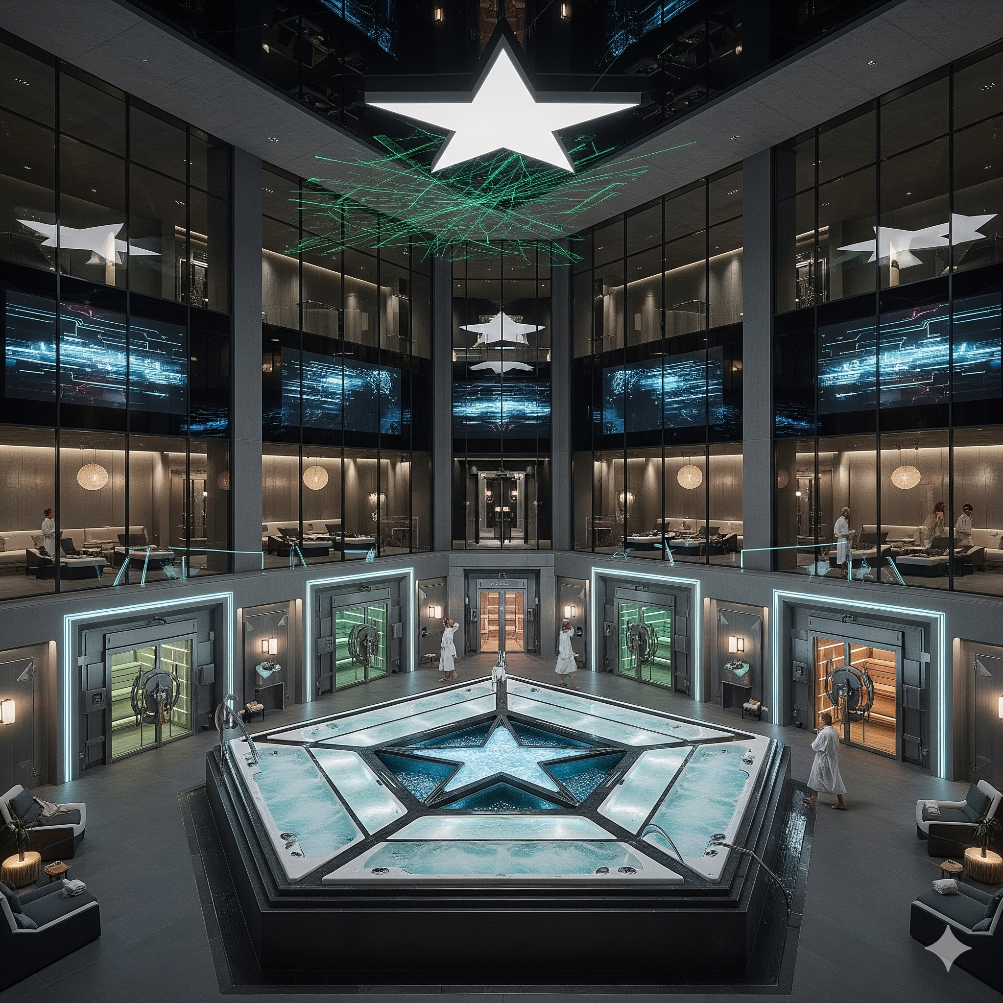 Ein Bild der Duschen des Spas.