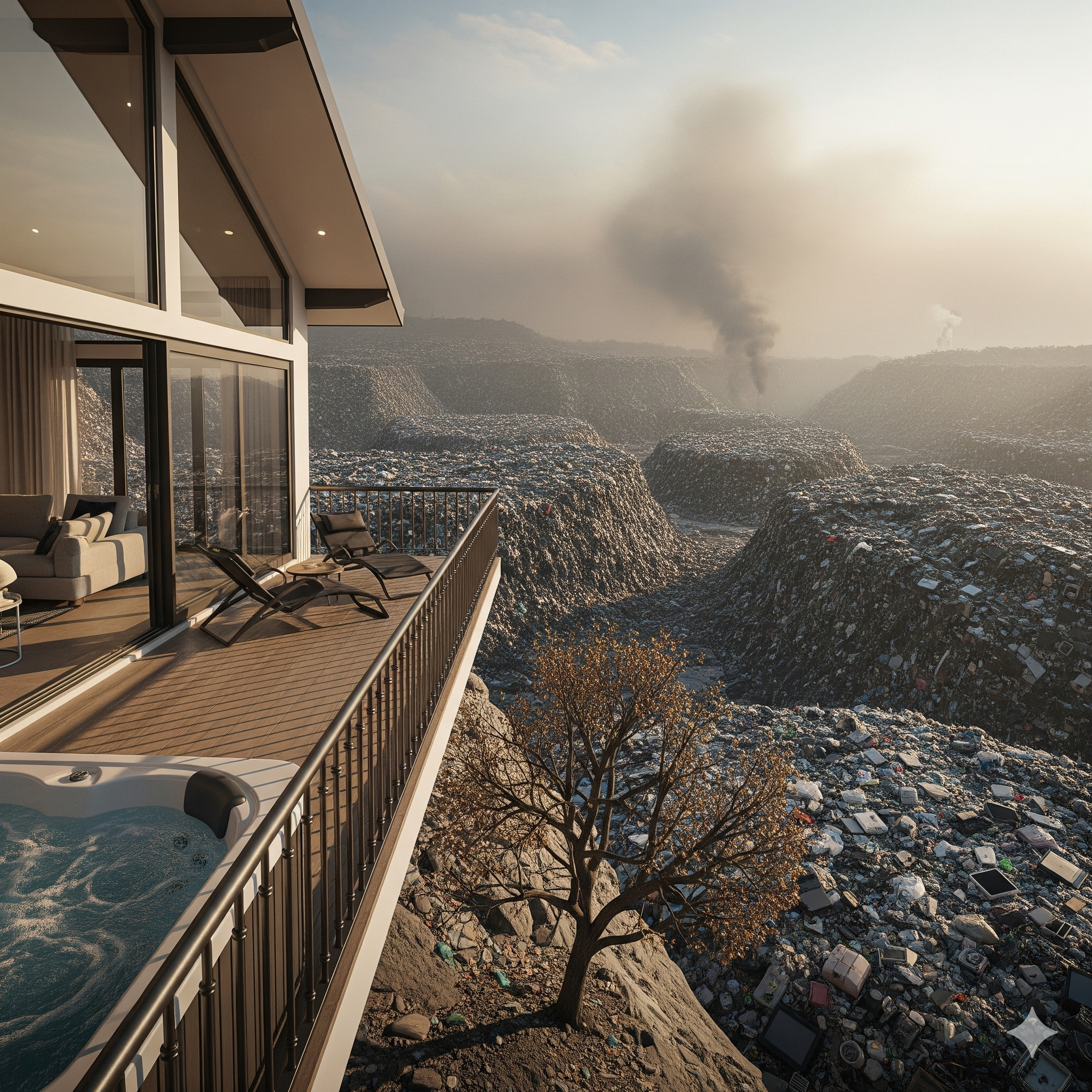 Bild mit Aussicht auf Müllberge